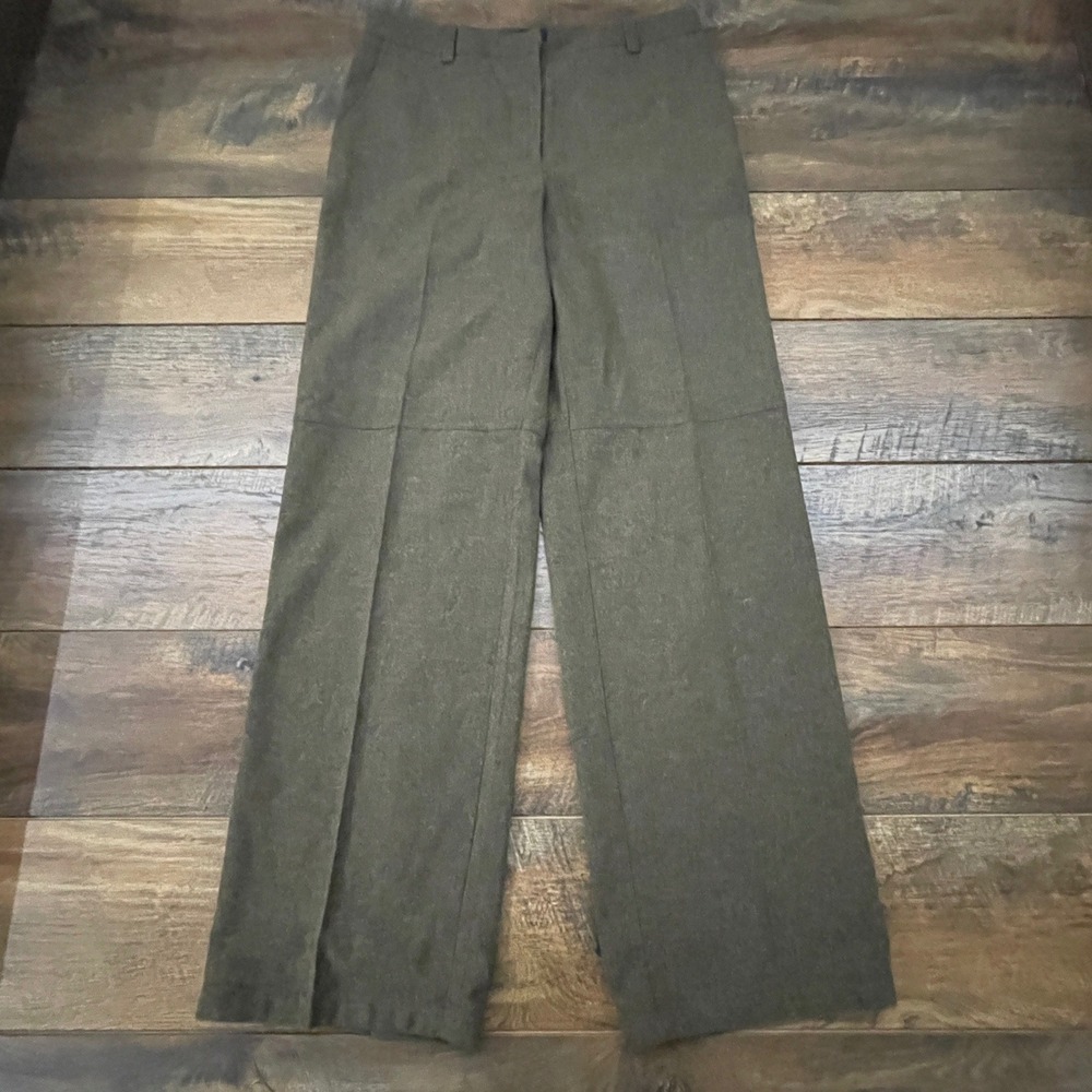 Ann Taylor Olive Green Wool Blend Wide Leg Trousers Pants Size 6 Business Luxury